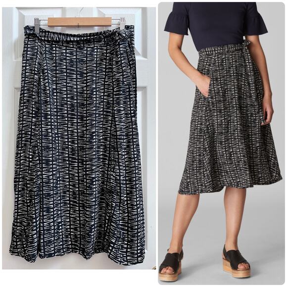 Whistles Black Sahara Print Avie Pocket Wrap A Line Skirt Size Medium Modest - Picture 1 of 16